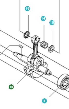 Cigüeñal en el grupo Repuestos / Piezas de repuesto Sopladores de hojas / Piezas de repuesto Husqvarna 530BT con GPLSHOP (5041193-01)