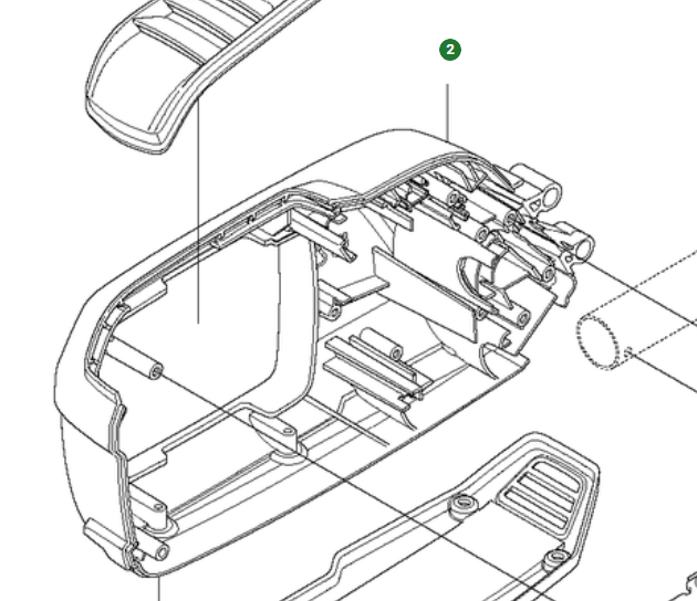 Mitad de la carcasa de la batería, izquierda en el grupo Repuestos / Piezas de repuesto Cortasetos / Piezas de repuesto Husqvarna 520iHT4 con GPLSHOP (5770076-03)