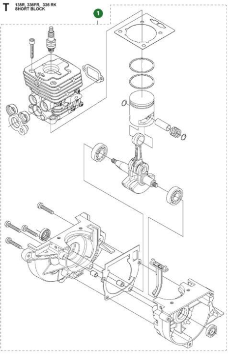 Conjunto de bloque corto B180 5947291-01 en el grupo Repuestos / Piezas de repuesto Desbrozadora / Piezas de repuesto Husqvarna 336FR con GPLSHOP (5947291-01)